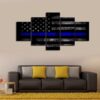 Blue Thin Line #1 - Abstract 5 Panel Canvas Art Wall Decor