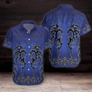 Blue Tribal Dragon Hawaiian Shirt