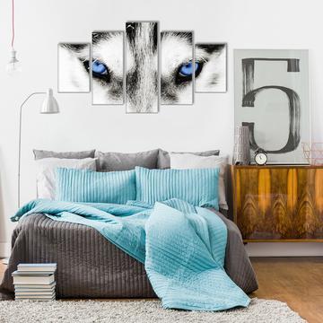 Blue Wolf Eyes - Animal 5 Panel Canvas Art Wall Decor Blue Wolf Eyes - Animal 5 Panel Canvas Art Wall Decor