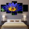 Blue Yellower Flower - Nature 5 Panel Canvas Art Wall Decor