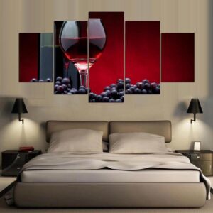 Blueberries Grapes - Wine 5 Panel Canvas Art Wall Decor