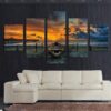 Boat By The Beach - Nature 5 Panel Canvas Art Wall Decor