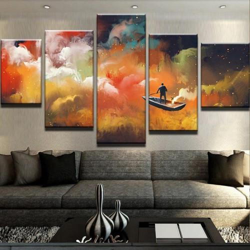 Boat Light - Abstract 5 Panel Canvas Art Wall Decor Boat Light - Abstract 5 Panel Canvas Art Wall Decor