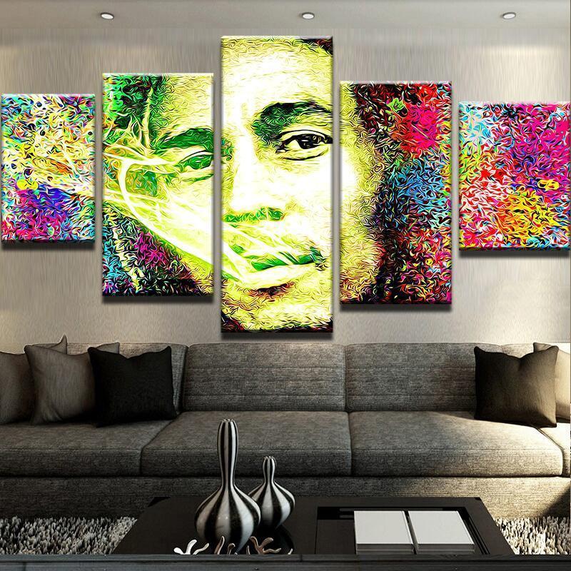 Bob Marley 1 - Abstract 5 Panel Canvas Art Wall Decor Bob Marley 1 - Abstract 5 Panel Canvas Art Wall Decor