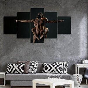 Body Art Black Man Woman Beauty - Abstract 5 Panel Canvas Art Wall Decor