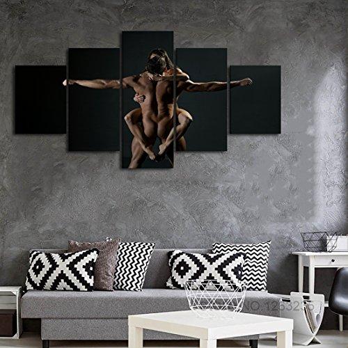 Body Art Black Man Woman Beauty - Abstract 5 Panel Canvas Art Wall Decor Body Art Black Man Woman Beauty - Abstract 5 Panel Canvas Art Wall Decor