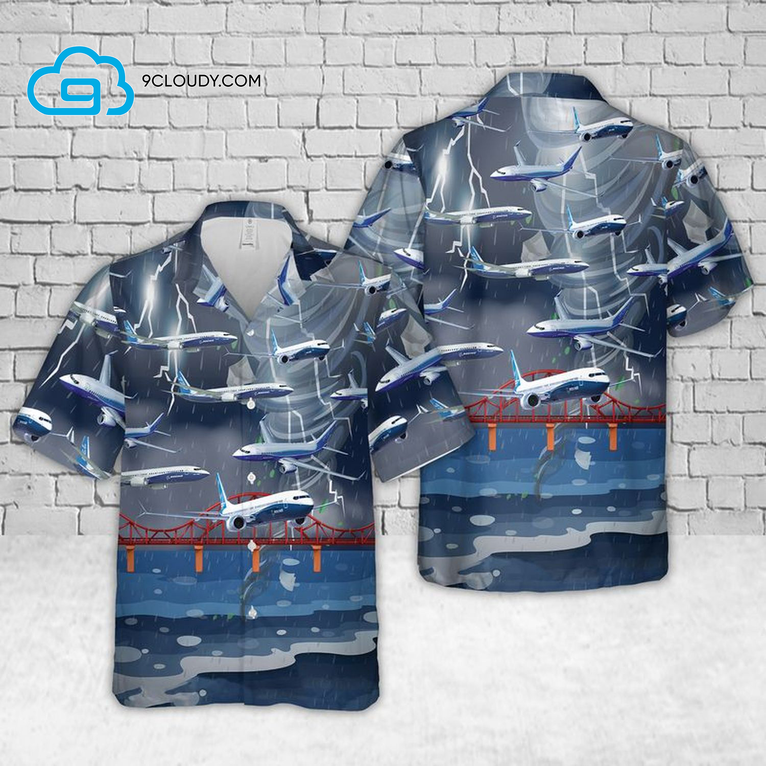 Boeing 737 And Thunder Full Print Hawaiian Shirt Boeing 737 And Thunder Full Print Hawaiian Shirt