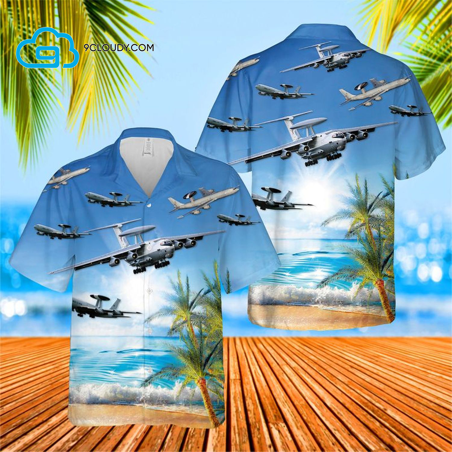 Boeing E-3 Sentry Full Print Hawaiian Shirt Boeing E-3 Sentry Full Print Hawaiian Shirt
