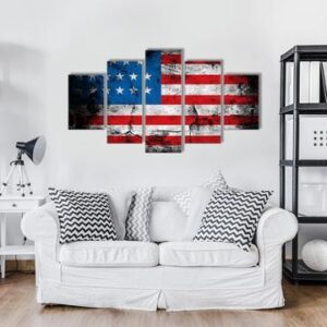 Bold America - Abstract 5 Panel Canvas Art Wall Decor