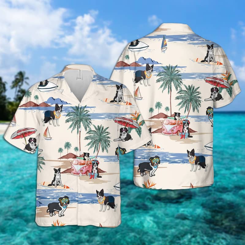 Border Collie Beach Hawaiian Shirt Border Collie Beach Hawaiian Shirt