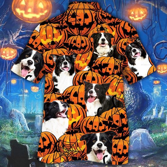 Border Collie Dog Halloween Pumpkin Hawaiian Shirt Border Collie Dog Halloween Pumpkin Hawaiian Shirt