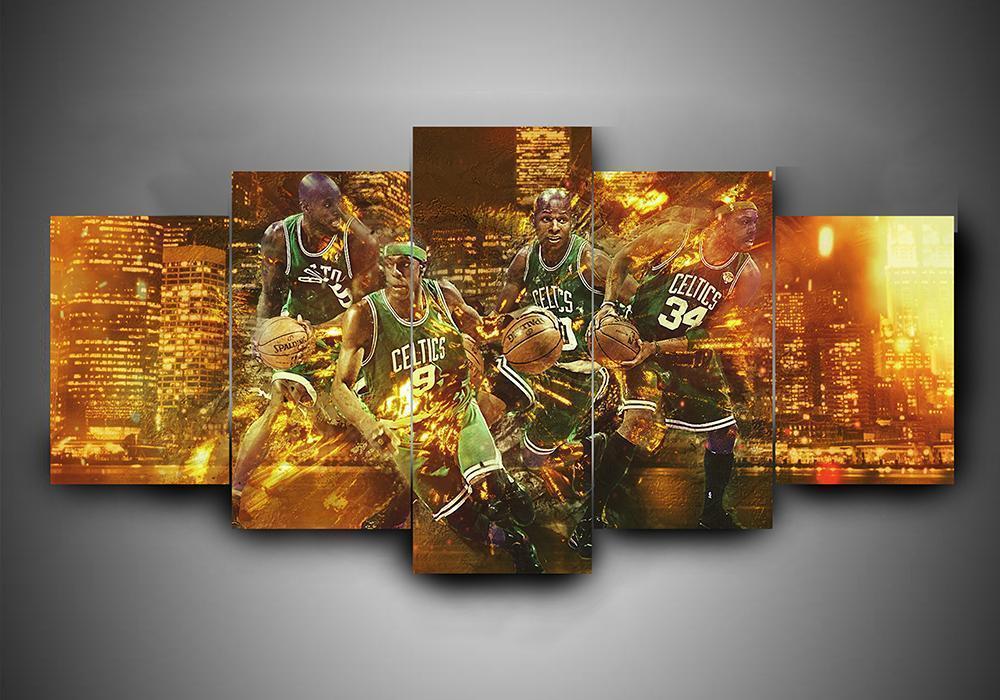 Boston Celtics 4 - Sport 5 Panel Canvas Art Wall Decor Boston Celtics 4 - Sport 5 Panel Canvas Art Wall Decor