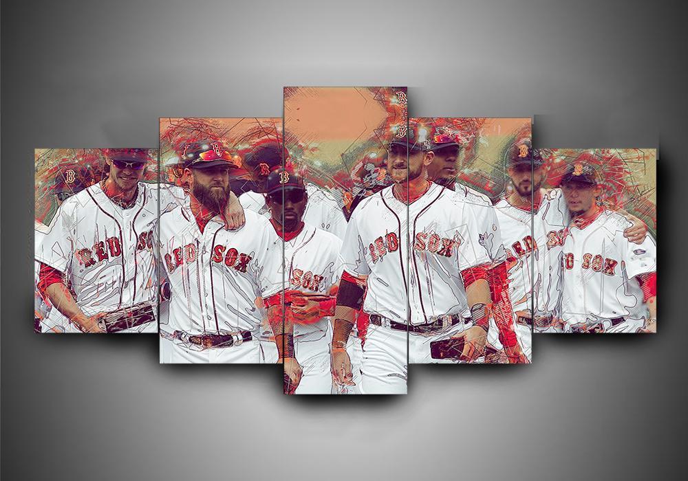 Boston Red Sox 8 - Sport 5 Panel Canvas Art Wall Decor Boston Red Sox 8 - Sport 5 Panel Canvas Art Wall Decor
