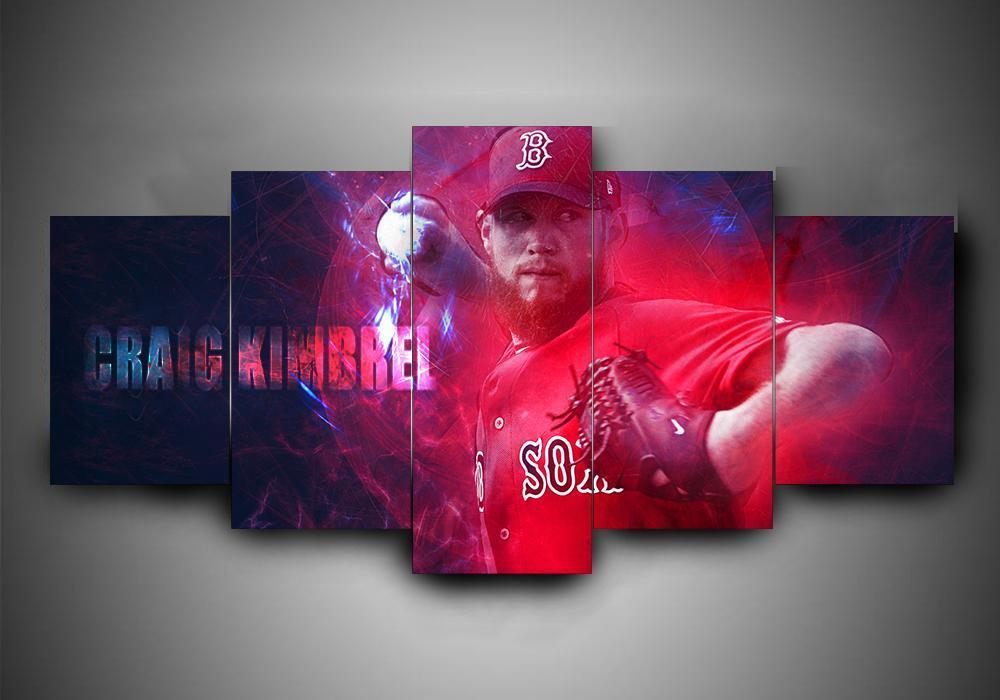 Boston Red Sox 9 - Sport 5 Panel Canvas Art Wall Decor Boston Red Sox 9 - Sport 5 Panel Canvas Art Wall Decor
