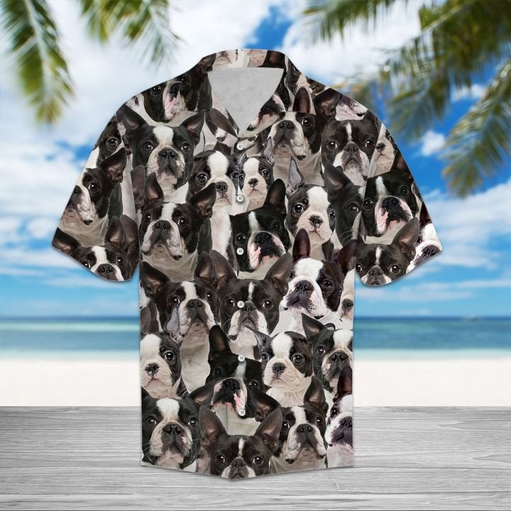 Boston Terrier Hawaiian Shirt Summer Button Up Boston Terrier Hawaiian Shirt Summer Button Up