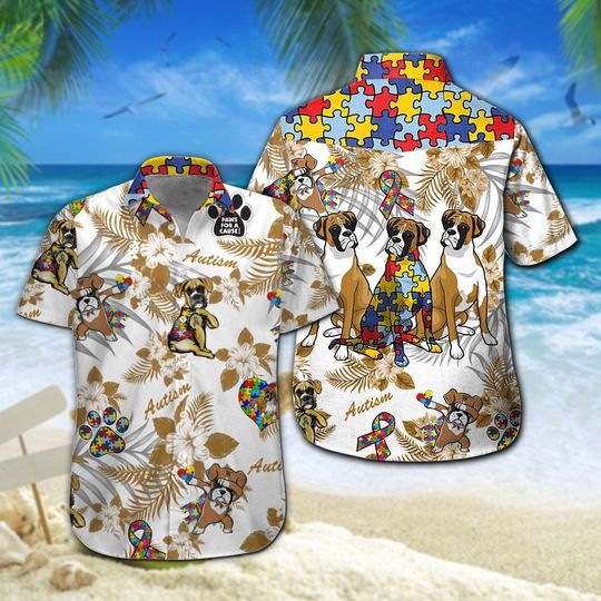 Boxer Autism Hawaiian Shirt Summer Button Up Boxer Autism Hawaiian Shirt Summer Button Up
