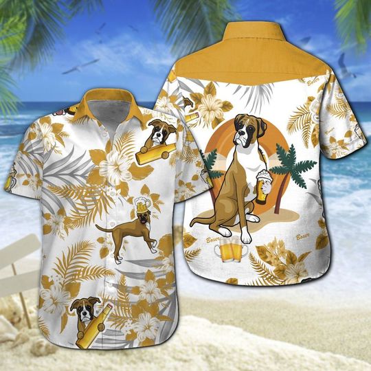 Boxer Beer Hawaiian Shirt Summer Button Up Boxer Beer Hawaiian Shirt Summer Button Up