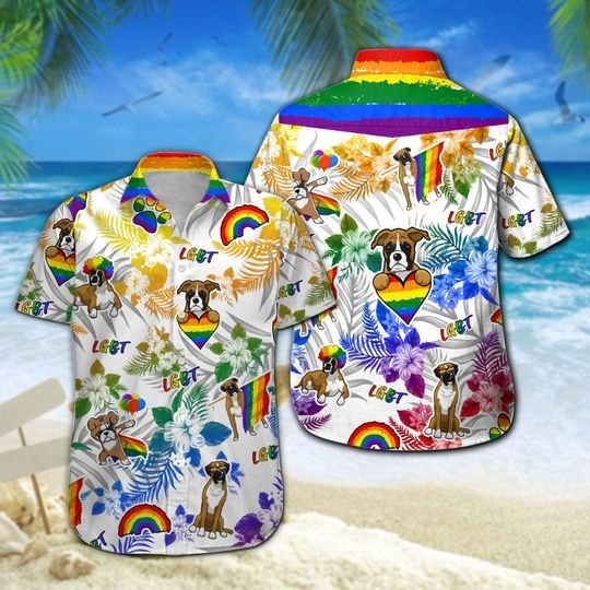 Boxer Lgbt Hawaiian Shirt Summer Button Up Boxer Lgbt Hawaiian Shirt Summer Button Up