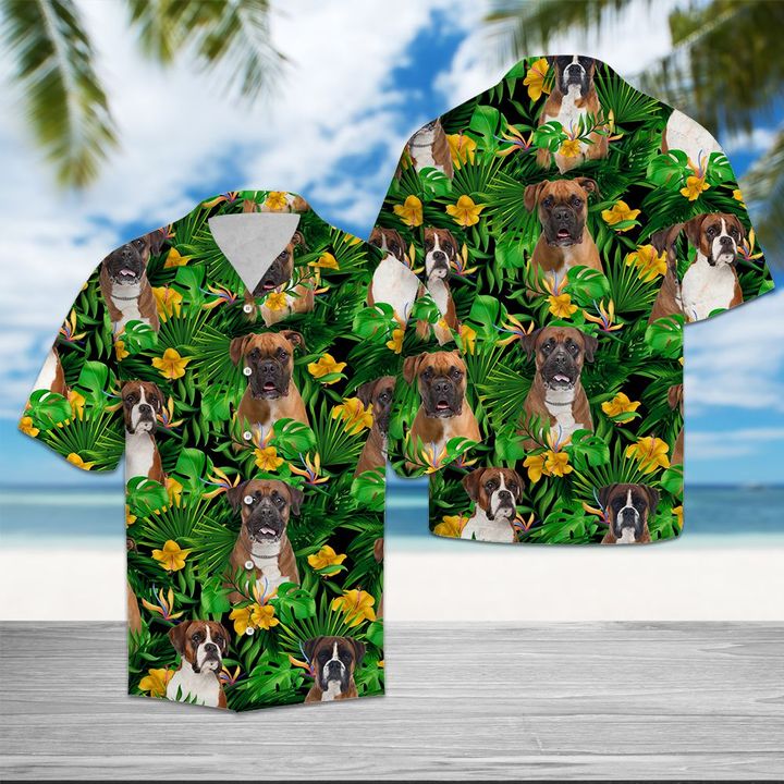 Boxer Tropical Wild Flower Hawaiian Shirt Summer Button Up Boxer Tropical Wild Flower Hawaiian Shirt Summer Button Up