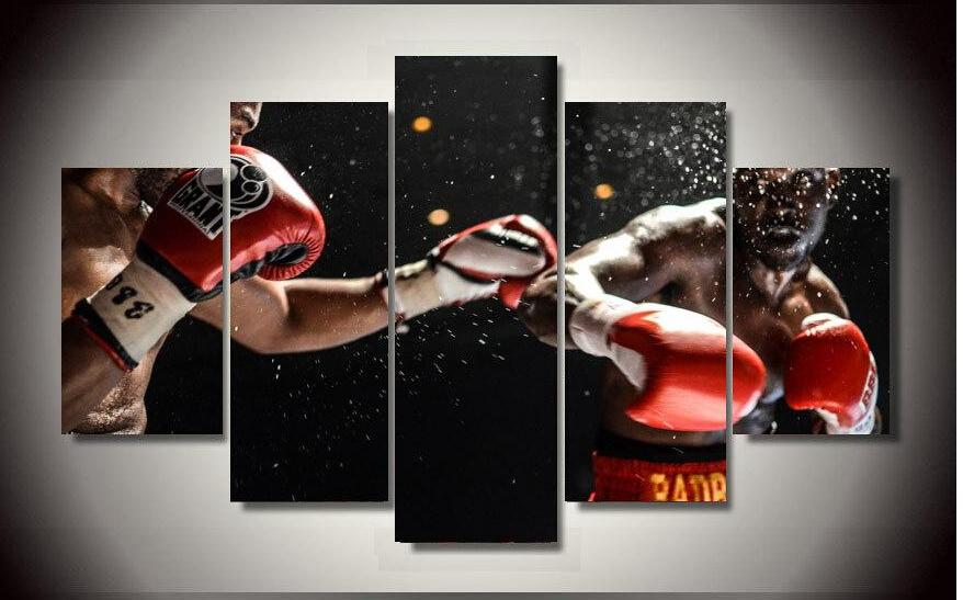 Boxing Match Sports - Sport 5 Panel Canvas Art Wall Decor Boxing Match Sports - Sport 5 Panel Canvas Art Wall Decor