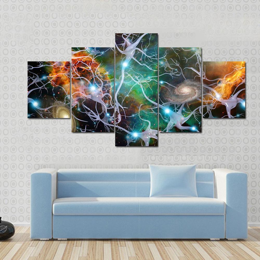 Brain Cells And Deep Space - Abstract 5 Panel Canvas Art Wall Decor Brain Cells And Deep Space - Abstract 5 Panel Canvas Art Wall Decor