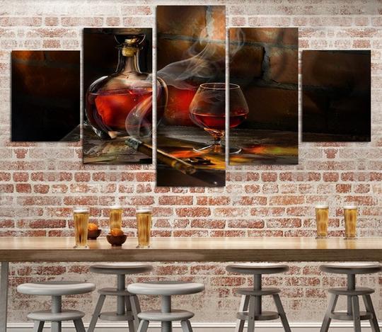 Brandy And Cigar - Nature 5 Panel Canvas Art Wall Decor Brandy And Cigar - Nature 5 Panel Canvas Art Wall Decor