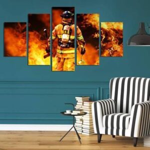 Brave Firefighter - Career 5 Panel Canvas Art Wall Decor