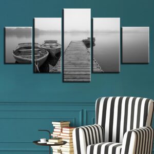 Bridge And Ship Psychedelic - Nature 5 Panel Canvas Art Wall Decor
