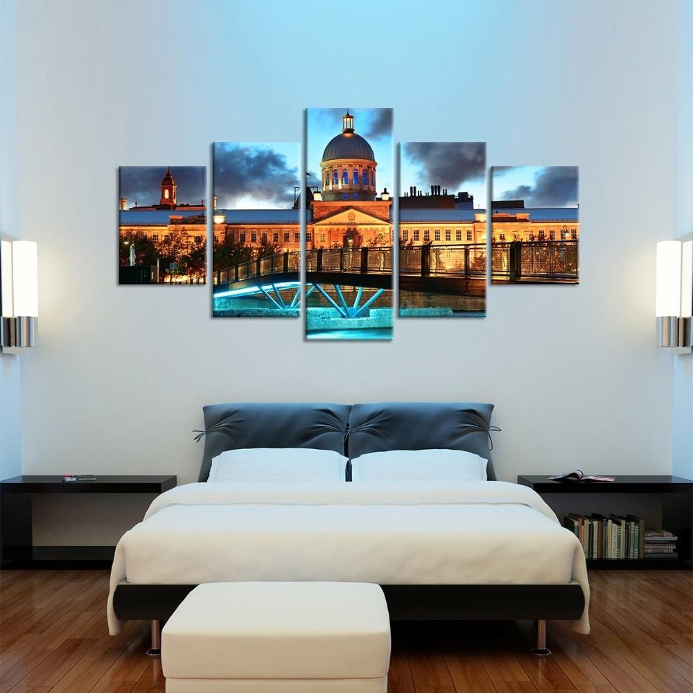 Bridge Castle - Nature 5 Panel Canvas Art Wall Decor Bridge Castle - Nature 5 Panel Canvas Art Wall Decor