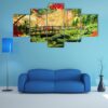 Bridge In An Asian Garden - Nature 5 Panel Canvas Art Wall Decor