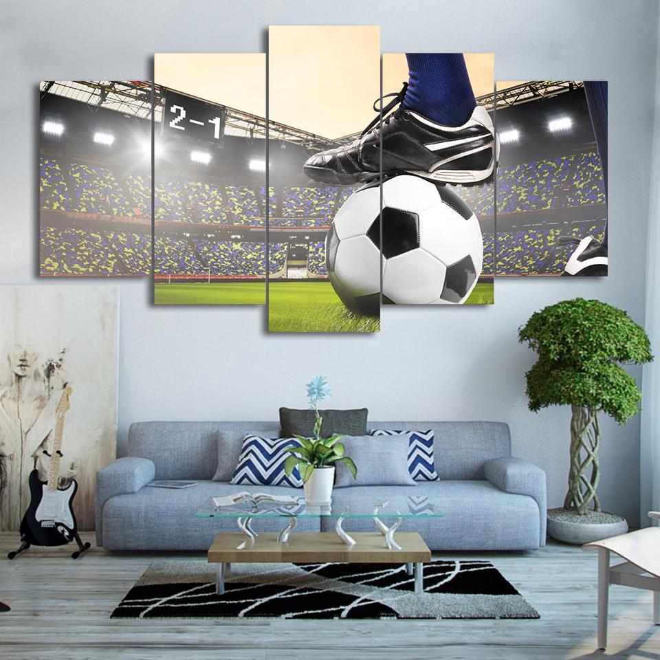 Bright Soccer Kick - Sport 5 Panel Canvas Art Wall Decor Bright Soccer Kick - Sport 5 Panel Canvas Art Wall Decor