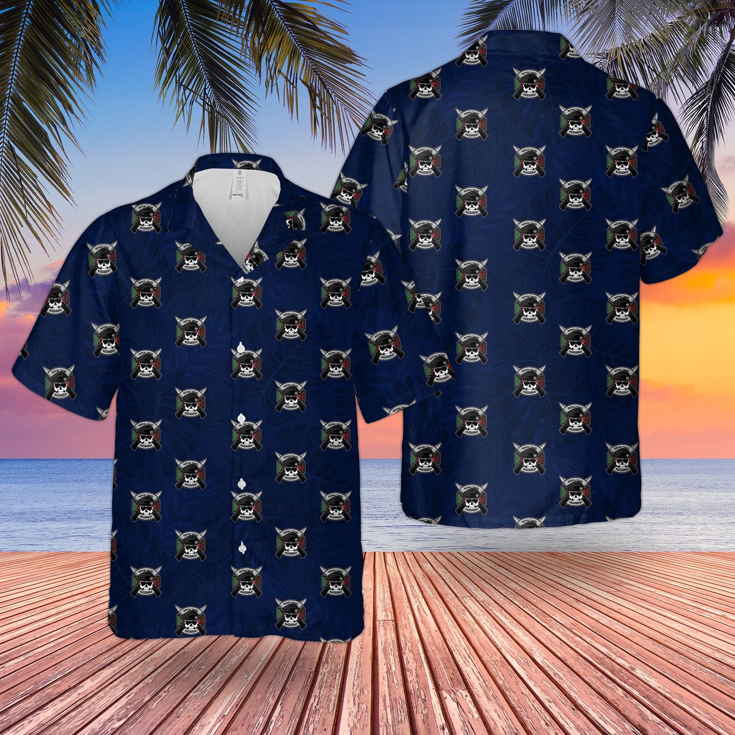 British Army Royal Tank Regiment Skull Hawaiian Shirt British Army Royal Tank Regiment Skull Hawaiian Shirt