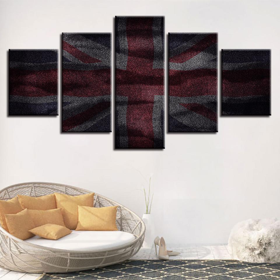 British Flag - Abstract 5 Panel Canvas Art Wall Decor British Flag - Abstract 5 Panel Canvas Art Wall Decor