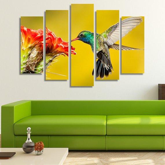 Broad Billed Hummingbird 02 - Animal 5 Panel Canvas Art Wall Decor Broad Billed Hummingbird 02 - Animal 5 Panel Canvas Art Wall Decor
