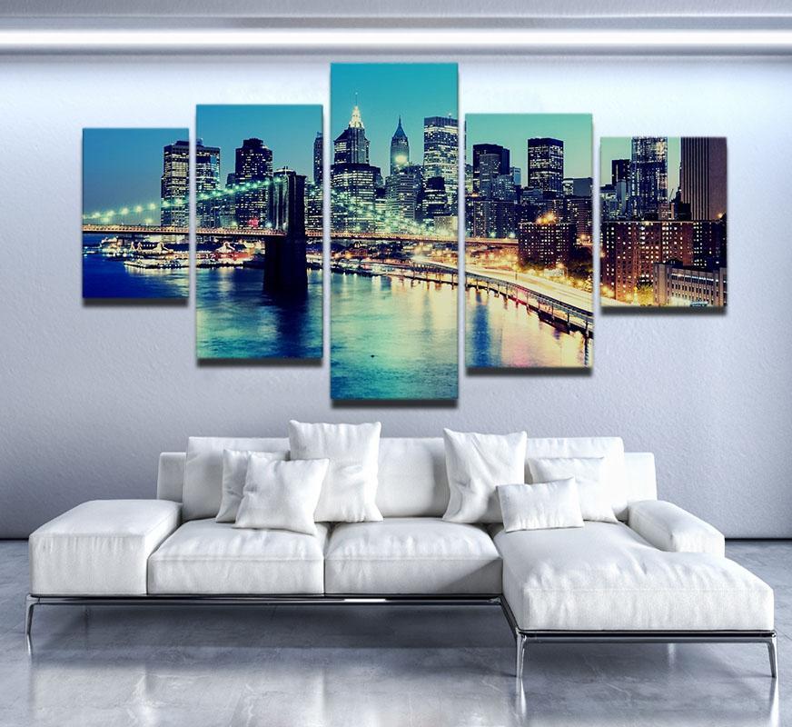 Brooklyn Bridge - Nature 5 Panel Canvas Art Wall Decor Brooklyn Bridge - Nature 5 Panel Canvas Art Wall Decor