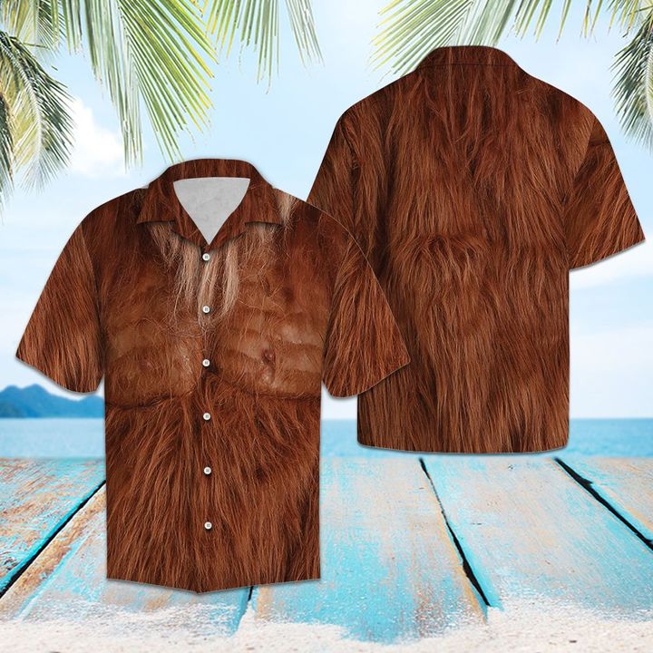 Brown Bigfoot Hawaiian Shirt Summer Button Up Brown Bigfoot Hawaiian Shirt Summer Button Up