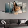 Brown Horse 01 - Animal 5 Panel Canvas Art Wall Decor