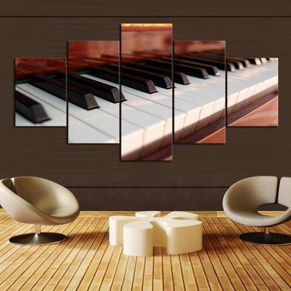 Brown Piano - Music 5 Panel Canvas Art Wall Decor Brown Piano - Music 5 Panel Canvas Art Wall Decor