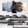 Brown Wolf And Eyes Red - Animal 5 Panel Canvas Art Wall Decor