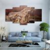 Brown Wolf Group - Animal 5 Panel Canvas Art Wall Decor