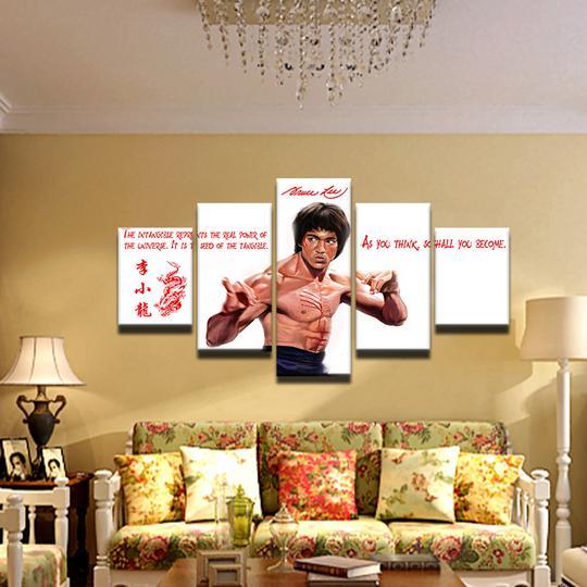 Bruce Lee Quotes - Famous Person 5 Panel Canvas Art Wall Decor Bruce Lee Quotes - Famous Person 5 Panel Canvas Art Wall Decor