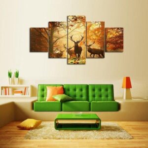 Buck Fever - Animal 5 Panel Canvas Art Wall Decor