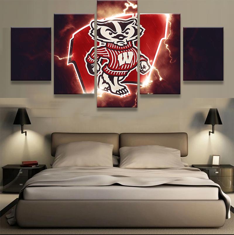 Bucky Badger Basketball - Sport 5 Panel Canvas Art Wall Decor Bucky Badger Basketball - Sport 5 Panel Canvas Art Wall Decor