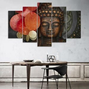 Buddha 5 - Religion 5 Panel Canvas Art Wall Decor