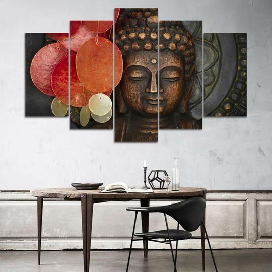 Buddha 5 - Religion 5 Panel Canvas Art Wall Decor Buddha 5 - Religion 5 Panel Canvas Art Wall Decor