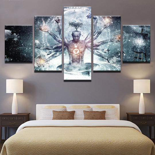 Buddha 9 - Religion 5 Panel Canvas Art Wall Decor Buddha 9 - Religion 5 Panel Canvas Art Wall Decor
