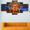 Buddha Blue Background - Religion 5 Panel Canvas Art Wall Decor