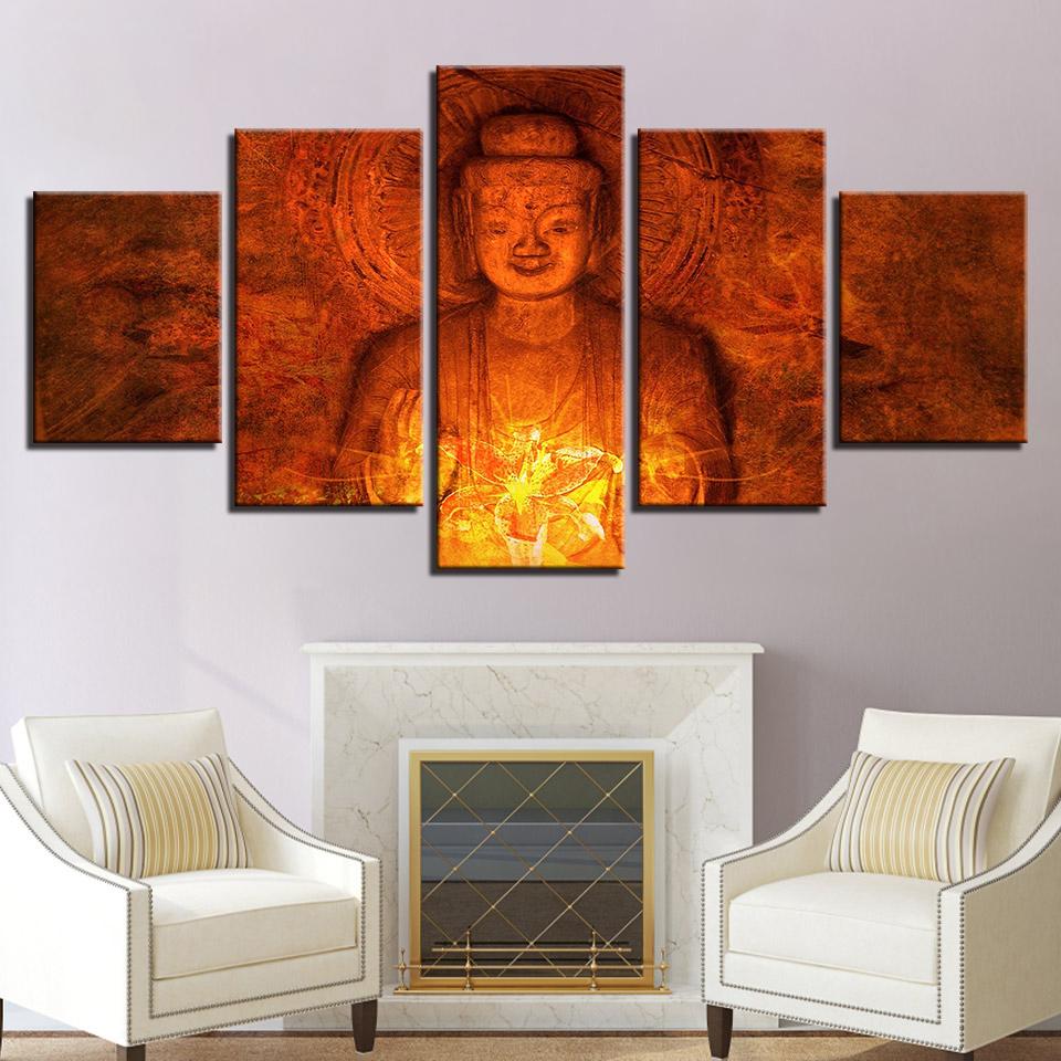 Buddha Buddhism Vintage - Religion 5 Panel Canvas Art Wall Decor Buddha Buddhism Vintage - Religion 5 Panel Canvas Art Wall Decor