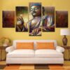 Buddha Meditation Buddha Statue - Religion 5 Panel Canvas Art Wall Decor