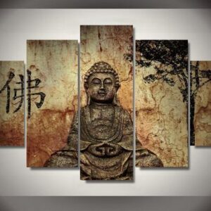 Buddha Mind And Soul - Religion 5 Panel Canvas Art Wall Decor